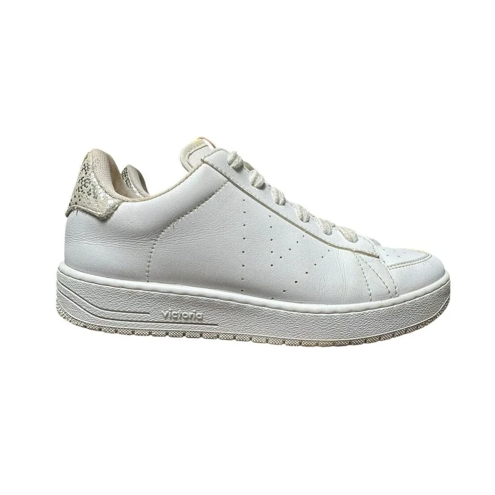 Victoria Shoes Womens EUR 38 US 7 White Low Top Lace Up Athletic Sneakers #S30-4